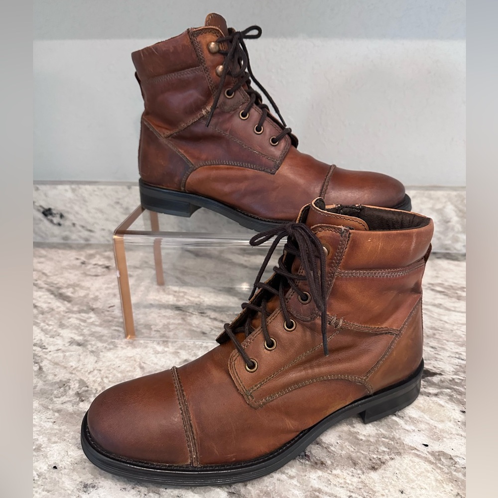 GBX Men's Brown Lace-Up Boot Sz 8 M Side Zip Ankle boot